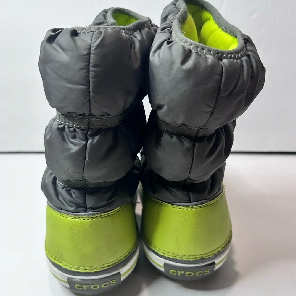 Kids Gray and Green CROC Boots